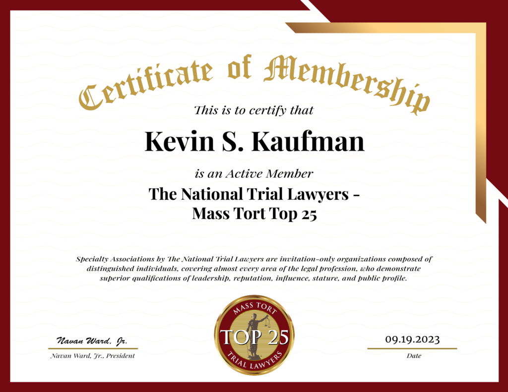 top 25 national trial lawyers in mass torts certificate